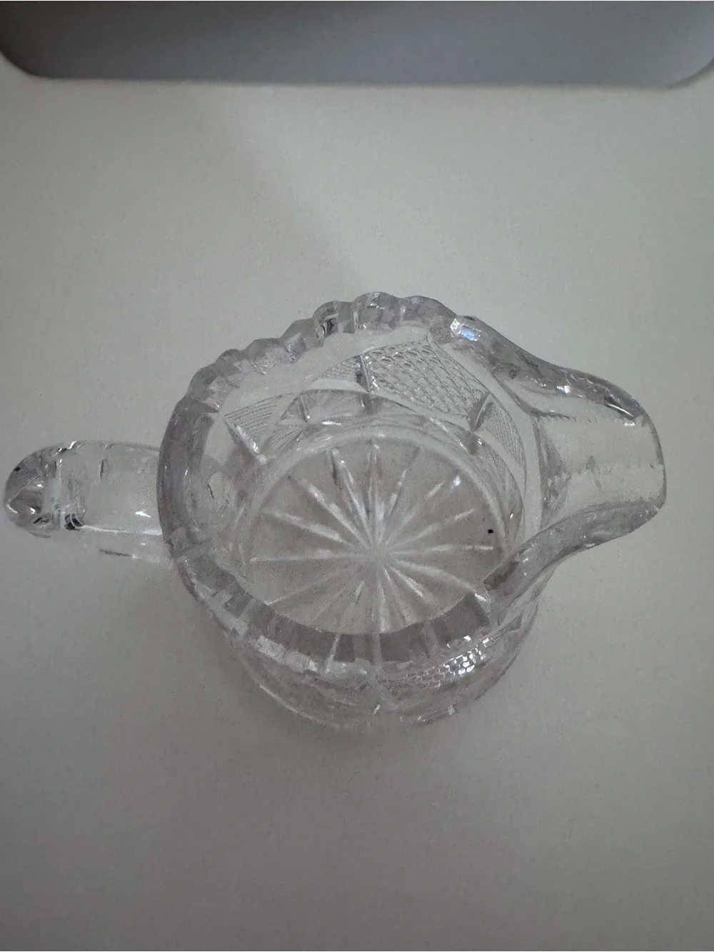 Vintage Cut Crystal Mini Creamer Pitcher ABP Style Hobstar Starburst Heavy Glass